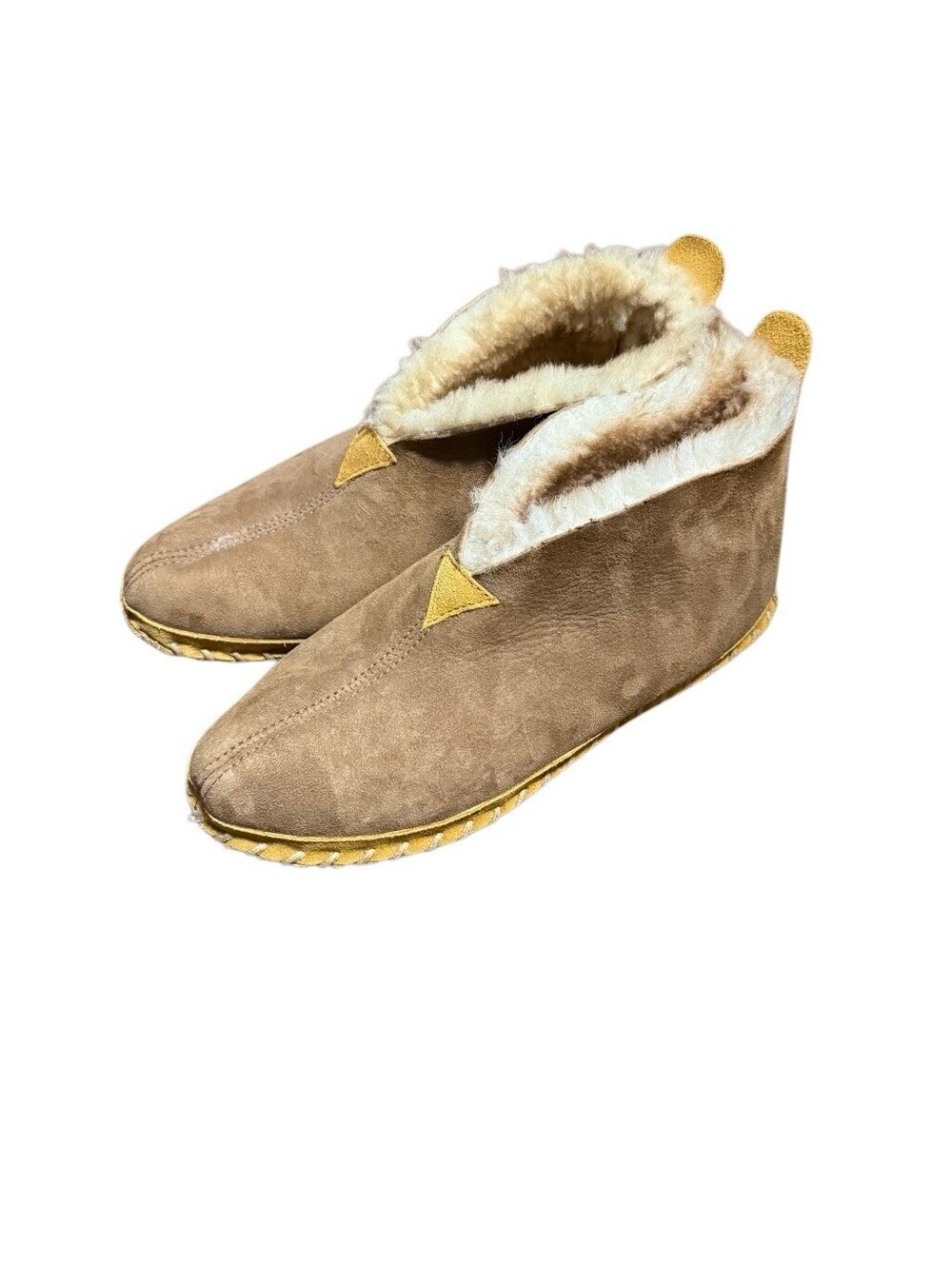 LL Bean Womens Suede Shearling Lined Wicked Good Slipper Boots Tan Brown Size 10